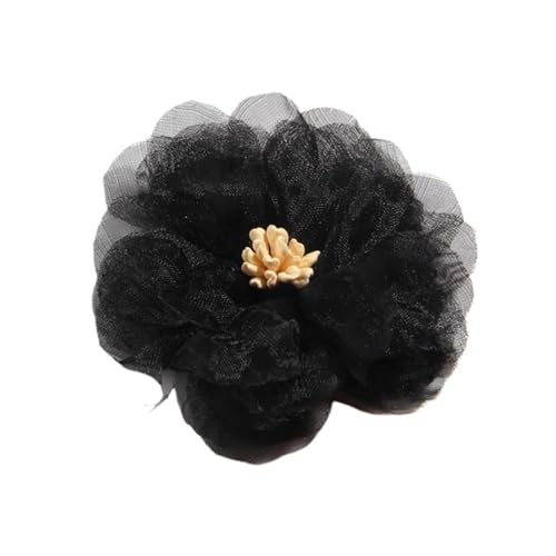 Chiffon Blumen 10 STÜCKE 6 CM 2,3 "Künstliche Chiffon Blumen Patch Applique Hochzeitskleid Stoff Braut Kleidung Kopfbedeckung Dekoration(Black) von Ayztantine