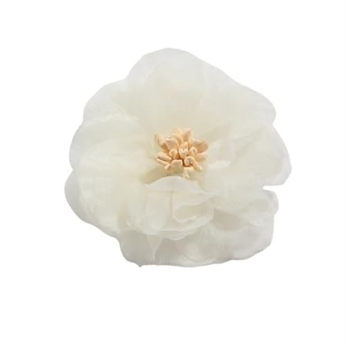 Chiffon Blumen 10 STÜCKE 6 CM 2,3 "Künstliche Chiffon Blumen Patch Applique Hochzeitskleid Stoff Braut Kleidung Kopfbedeckung Dekoration(Cream) von Ayztantine