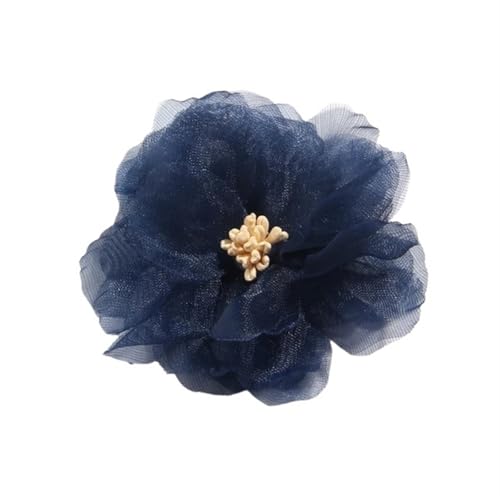 Chiffon Blumen 10 STÜCKE 6 CM 2,3 "Künstliche Chiffon Blumen Patch Applique Hochzeitskleid Stoff Braut Kleidung Kopfbedeckung Dekoration(Drak Blue) von Ayztantine