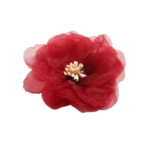 Chiffon Blumen 10 STÜCKE 6 CM 2,3 "Künstliche Chiffon Blumen Patch Applique Hochzeitskleid Stoff Braut Kleidung Kopfbedeckung Dekoration(Red) von Ayztantine