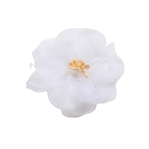Chiffon Blumen 10 STÜCKE 6 CM 2,3 "Künstliche Chiffon Blumen Patch Applique Hochzeitskleid Stoff Braut Kleidung Kopfbedeckung Dekoration(White) von Ayztantine