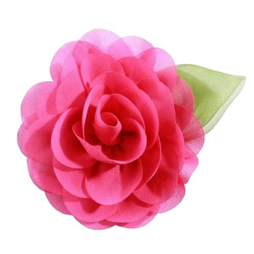 Chiffon Blumen 10 STÜCKE 8,5 CM Chiffon Stoff Blume Blumen Mit Green Leaf Künstliche for Hochzeitseinladung(Prune) von Ayztantine