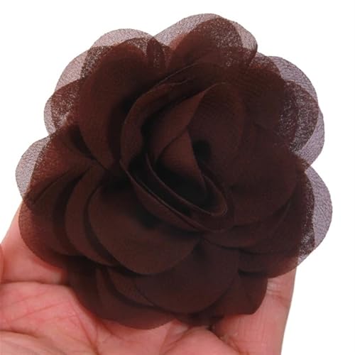 Chiffon Blumen 10 Stücke 8 cm Blütenblätter Chiffon Stoff Künstliche Blumen for Hochzeitskleid Hüte Stirnband Brosche DIY Wohnkultur Handwerk Projekte(Brown) von Ayztantine