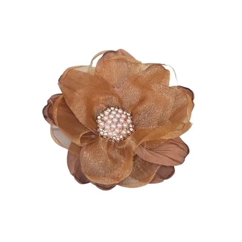 Chiffon Blumen 10 Stücke 9 CM Chiffon Stoff Blume Handgemachte DIY Künstliche Kleid Kopfbedeckungen Haarnadel Schuhe Dekoration(Brown) von Ayztantine