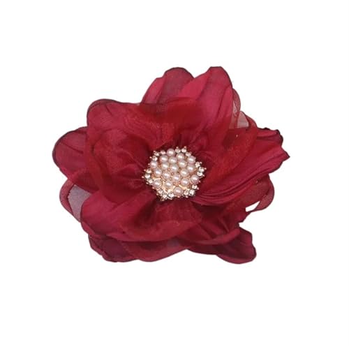 Chiffon Blumen 10 Stücke 9 CM Chiffon Stoff Blume Handgemachte DIY Künstliche Kleid Kopfbedeckungen Haarnadel Schuhe Dekoration(Wine Red) von Ayztantine