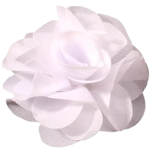 Chiffon Blumen 10 stücke 2,6 "Niedlichen Stoff Chiffon Haar Blume Spitze Trim Patch Applique Hochzeit(White) von Ayztantine
