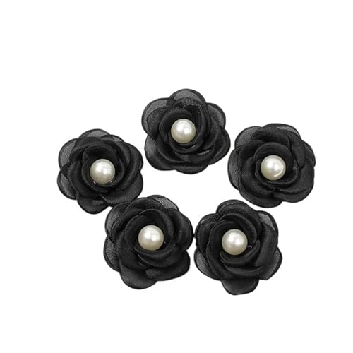 Chiffon Blumen 10 stücke 5cm Simulation Chiffon Blumen Handgemachte Stoff Blume Nähen Kleidungsstücke Zubehör DIY Handwerk(Black) von Ayztantine