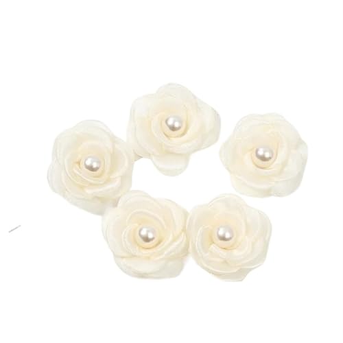 Chiffon Blumen 10 stücke 5cm Simulation Chiffon Blumen Handgemachte Stoff Blume Nähen Kleidungsstücke Zubehör DIY Handwerk(Cream) von Ayztantine