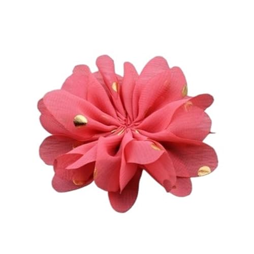 Chiffon Blumen 10 stücke 7,5 cm Chiffon Spitzenbesatz Patch Applique Künstliche Stoff Hochzeitskleid Blumen Braut Haar Schleier Cothes Kopfbedeckungen Dekoration(Coral) von Ayztantine