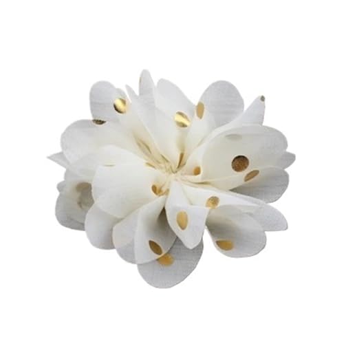 Chiffon Blumen 10 stücke 7,5 cm Chiffon Spitzenbesatz Patch Applique Künstliche Stoff Hochzeitskleid Blumen Braut Haar Schleier Cothes Kopfbedeckungen Dekoration(Cream) von Ayztantine