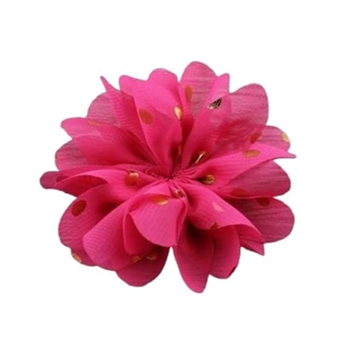 Chiffon Blumen 10 stücke 7,5 cm Chiffon Spitzenbesatz Patch Applique Künstliche Stoff Hochzeitskleid Blumen Braut Haar Schleier Cothes Kopfbedeckungen Dekoration(Fuchsia) von Ayztantine