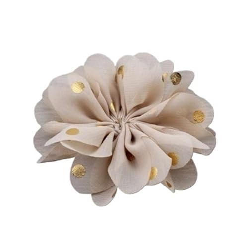 Chiffon Blumen 10 stücke 7,5 cm Chiffon Spitzenbesatz Patch Applique Künstliche Stoff Hochzeitskleid Blumen Braut Haar Schleier Cothes Kopfbedeckungen Dekoration(Khaki) von Ayztantine