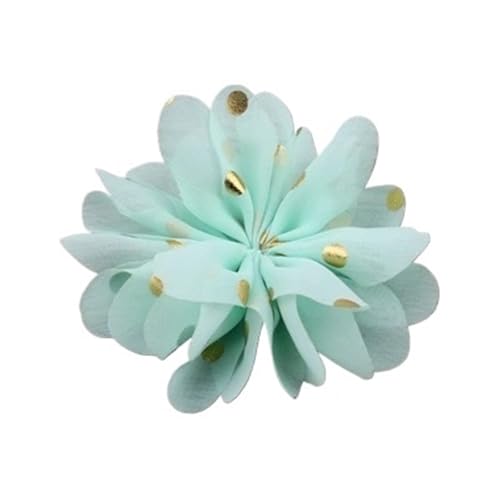 Chiffon Blumen 10 stücke 7,5 cm Chiffon Spitzenbesatz Patch Applique Künstliche Stoff Hochzeitskleid Blumen Braut Haar Schleier Cothes Kopfbedeckungen Dekoration(Mint) von Ayztantine