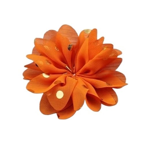 Chiffon Blumen 10 stücke 7,5 cm Chiffon Spitzenbesatz Patch Applique Künstliche Stoff Hochzeitskleid Blumen Braut Haar Schleier Cothes Kopfbedeckungen Dekoration(Orange) von Ayztantine