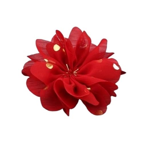 Chiffon Blumen 10 stücke 7,5 cm Chiffon Spitzenbesatz Patch Applique Künstliche Stoff Hochzeitskleid Blumen Braut Haar Schleier Cothes Kopfbedeckungen Dekoration(Red) von Ayztantine