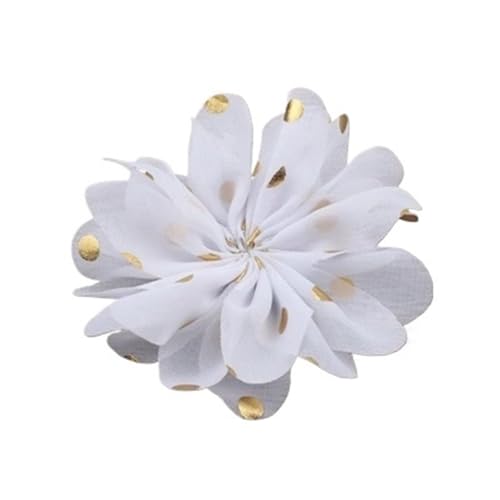 Chiffon Blumen 10 stücke 7,5 cm Chiffon Spitzenbesatz Patch Applique Künstliche Stoff Hochzeitskleid Blumen Braut Haar Schleier Cothes Kopfbedeckungen Dekoration(White) von Ayztantine
