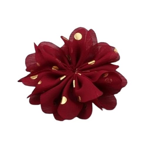 Chiffon Blumen 10 stücke 7,5 cm Chiffon Spitzenbesatz Patch Applique Künstliche Stoff Hochzeitskleid Blumen Braut Haar Schleier Cothes Kopfbedeckungen Dekoration(Wine red) von Ayztantine