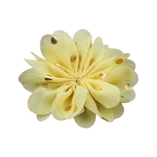 Chiffon Blumen 10 stücke 7,5 cm Chiffon Spitzenbesatz Patch Applique Künstliche Stoff Hochzeitskleid Blumen Braut Haar Schleier Cothes Kopfbedeckungen Dekoration(Yellow) von Ayztantine
