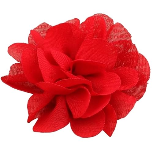 Chiffon Blumen 20 Stücke 5 cm 2 "Stoff Künstliche Blumen for Stirnbänder Scrapbook Tüll Stoff Häkeln Chiffon Blume Zubehör(Red) von Ayztantine