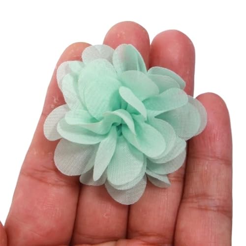 Chiffon Blumen 20 Stücke 5 cm Handgemachte Chiffon Stoff Künstliche Blumen Kopf for Hochzeit Kleid Hüte Hause Dekoration DIY Zubehör(Aqua) von Ayztantine