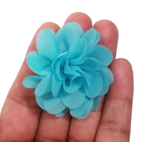 Chiffon Blumen 20 Stücke 5 cm Handgemachte Chiffon Stoff Künstliche Blumen Kopf for Hochzeit Kleid Hüte Hause Dekoration DIY Zubehör(Blue) von Ayztantine