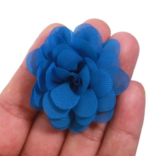Chiffon Blumen 20 Stücke 5 cm Handgemachte Chiffon Stoff Künstliche Blumen Kopf for Hochzeit Kleid Hüte Hause Dekoration DIY Zubehör(Deep Blue) von Ayztantine