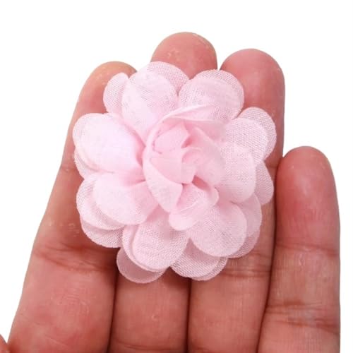 Chiffon Blumen 20 Stücke 5 cm Handgemachte Chiffon Stoff Künstliche Blumen Kopf for Hochzeit Kleid Hüte Hause Dekoration DIY Zubehör(Light Pink) von Ayztantine