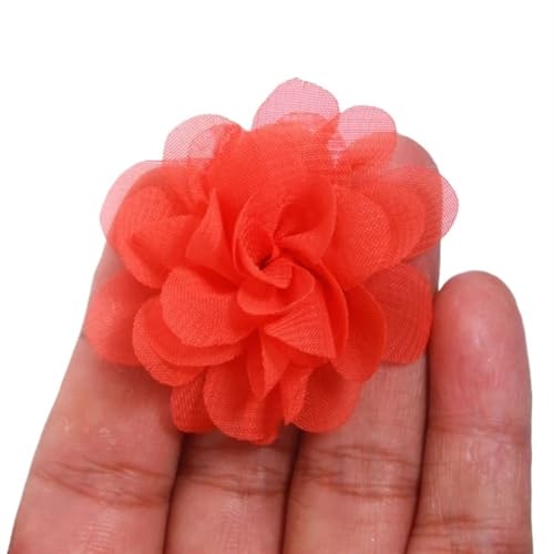 Chiffon Blumen 20 Stücke 5 cm Handgemachte Chiffon Stoff Künstliche Blumen Kopf for Hochzeit Kleid Hüte Hause Dekoration DIY Zubehör(Orange) von Ayztantine