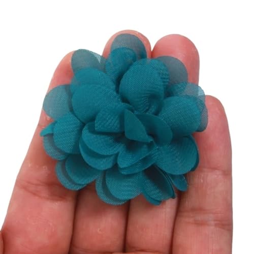 Chiffon Blumen 20 Stücke 5 cm Handgemachte Chiffon Stoff Künstliche Blumen Kopf for Hochzeit Kleid Hüte Hause Dekoration DIY Zubehör(Turquoise) von Ayztantine