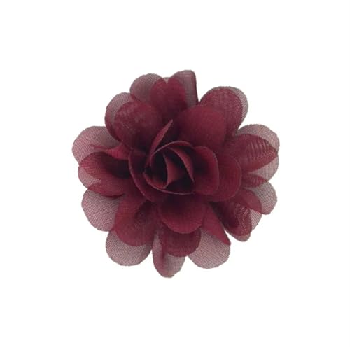 Chiffon Blumen 20 stücke Chiffon Stoff Blumen Diy Kopfbedeckungen Corsage Dekoration Nähen Kleidung Hüte Zubehör Blume Kopf(Wine red) von Ayztantine