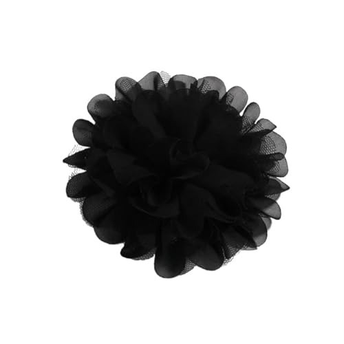 Chiffon Blumen 5 STÜCKE 11 CM Spitzenbesatz Patch Applikation Stoff Künstliche Blumen Hochzeitskleid Chiffon Blume Braut Haar Schleier Kleidung Dekoration(Black) von Ayztantine
