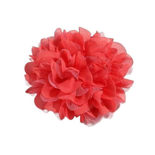 Chiffon Blumen 5 STÜCKE 11 CM Spitzenbesatz Patch Applikation Stoff Künstliche Blumen Hochzeitskleid Chiffon Blume Braut Haar Schleier Kleidung Dekoration(Coral) von Ayztantine
