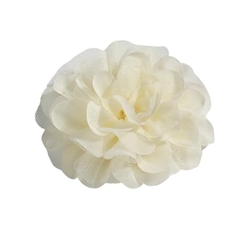 Chiffon Blumen 5 STÜCKE 11 CM Spitzenbesatz Patch Applikation Stoff Künstliche Blumen Hochzeitskleid Chiffon Blume Braut Haar Schleier Kleidung Dekoration(Cream) von Ayztantine
