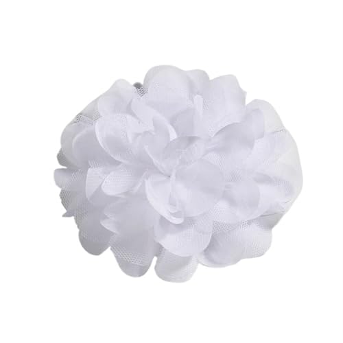 Chiffon Blumen 5 STÜCKE 11 CM Spitzenbesatz Patch Applikation Stoff Künstliche Blumen Hochzeitskleid Chiffon Blume Braut Haar Schleier Kleidung Dekoration(White) von Ayztantine