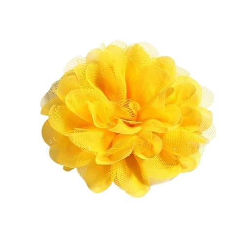 Chiffon Blumen 5 STÜCKE 11 CM Spitzenbesatz Patch Applikation Stoff Künstliche Blumen Hochzeitskleid Chiffon Blume Braut Haar Schleier Kleidung Dekoration(Yellow) von Ayztantine