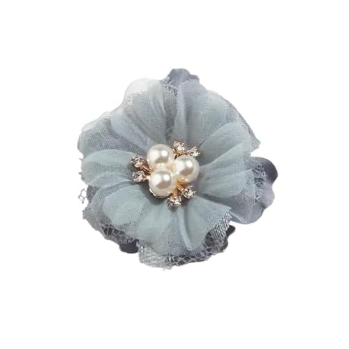 Chiffon Blumen 5 Stücke 6, cm Perle Mesh Gaze Künstliche Chiffon Blume Spitze Trim Patch Applique Stoff Hochzeit Kleid DIY Blumen Braut Haar(Blue) von Ayztantine