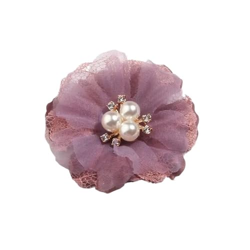 Chiffon Blumen 5 Stücke 6, cm Perle Mesh Gaze Künstliche Chiffon Blume Spitze Trim Patch Applique Stoff Hochzeit Kleid DIY Blumen Braut Haar(Dusty Pink) von Ayztantine