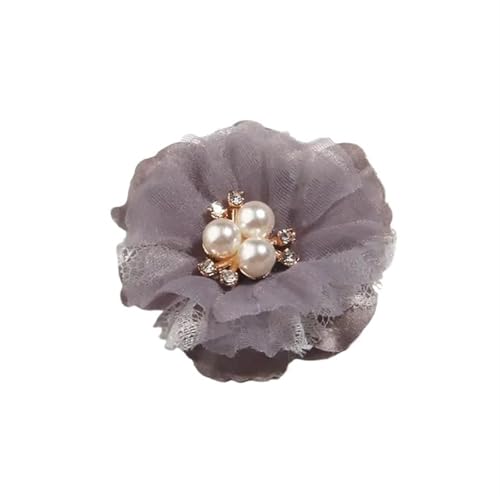 Chiffon Blumen 5 Stücke 6, cm Perle Mesh Gaze Künstliche Chiffon Blume Spitze Trim Patch Applique Stoff Hochzeit Kleid DIY Blumen Braut Haar(Gray) von Ayztantine