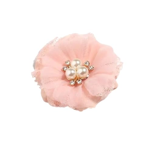 Chiffon Blumen 5 Stücke 6, cm Perle Mesh Gaze Künstliche Chiffon Blume Spitze Trim Patch Applique Stoff Hochzeit Kleid DIY Blumen Braut Haar(Peach) von Ayztantine