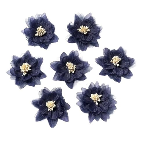 Chiffon Blumen 5 Stücke Chiffon Blumen Kopf Künstliche for Wohnkultur Ehe Hochzeit Dekoration Braut Girlande Zubehör(Dark Blue,10Pcs) von Ayztantine