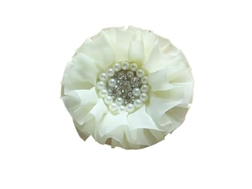 Chiffon Blumen 5 stücke 10CM Chiffon Blume Künstliche Blumen for Mädchen Haar Zubehör Stoff(Cream) von Ayztantine
