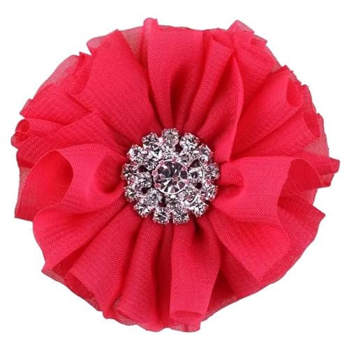 Chiffon Blumen 5 stücke 6, CM Chiffon Stoff Blumen for Kinder Zubehör Künstliche Blume Mit Bling Strass(Coral) von Ayztantine