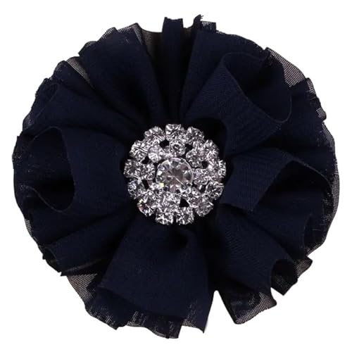 Chiffon Blumen 5 stücke 6, CM Chiffon Stoff Blumen for Kinder Zubehör Künstliche Blume Mit Bling Strass(Deep blue) von Ayztantine