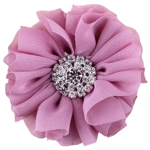 Chiffon Blumen 5 stücke 6, CM Chiffon Stoff Blumen for Kinder Zubehör Künstliche Blume Mit Bling Strass(Dusty Pink) von Ayztantine