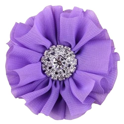 Chiffon Blumen 5 stücke 6, CM Chiffon Stoff Blumen for Kinder Zubehör Künstliche Blume Mit Bling Strass(Lavender) von Ayztantine