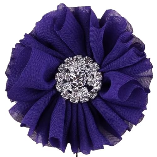 Chiffon Blumen 5 stücke 6, CM Chiffon Stoff Blumen for Kinder Zubehör Künstliche Blume Mit Bling Strass(Purple) von Ayztantine
