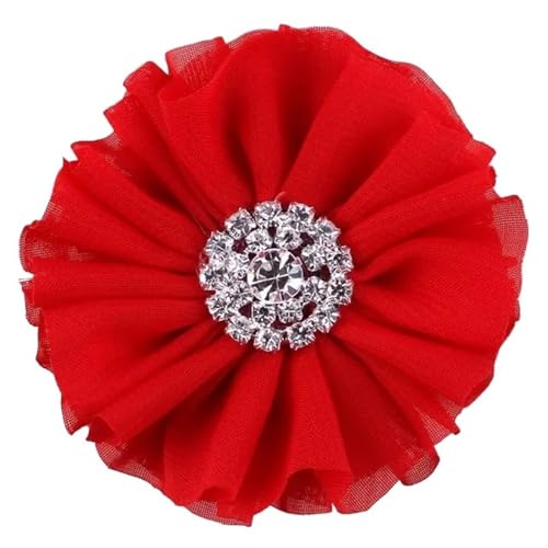 Chiffon Blumen 5 stücke 6, CM Chiffon Stoff Blumen for Kinder Zubehör Künstliche Blume Mit Bling Strass(Red) von Ayztantine