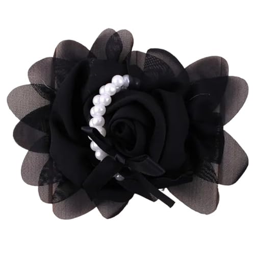 Chiffon Blumen 5 stücke Chiffon Blumen for Kinder Haar Zubehör Künstliche for Hochzeit Dekoration(Black) von Ayztantine