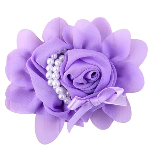 Chiffon Blumen 5 stücke Chiffon Blumen for Kinder Haar Zubehör Künstliche for Hochzeit Dekoration(Lavender) von Ayztantine