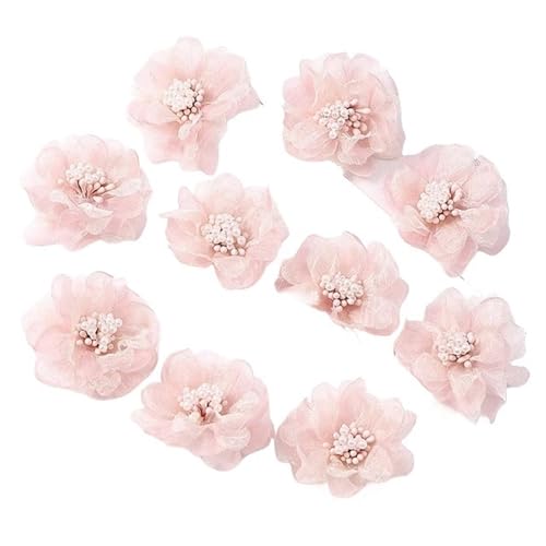 Chiffon Blumen 5Pcs Chiffon Künstliche Blumen Kopf Patches Zubehör for Kinder Mädchen Haarnadel Dekoration(Pink) von Ayztantine